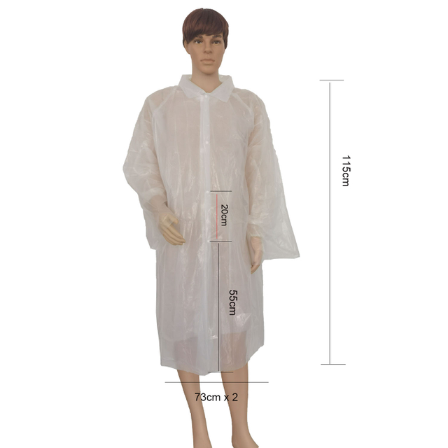 Polyethylene Lab Coat with Buttons Closure