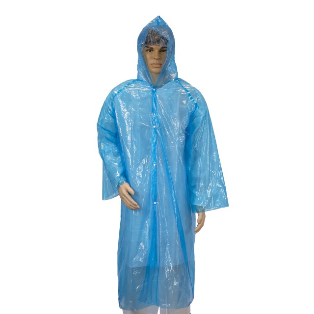 PE Raincoat With Long Sleeves and Hood